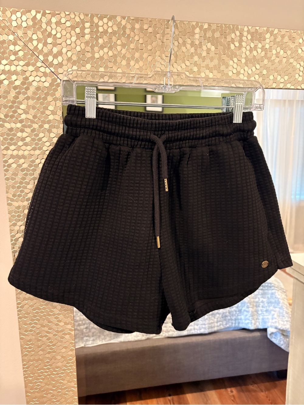 Women’s Waffle Knit Athletic Shorts - Black